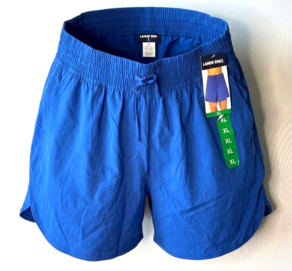 NWT Lands' End Women's Royal Blue Athletic Shorts UPF 50 Quick Dry Pockets - XL